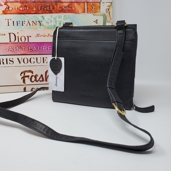 Tommy Bahama Black Leather Crossbody 